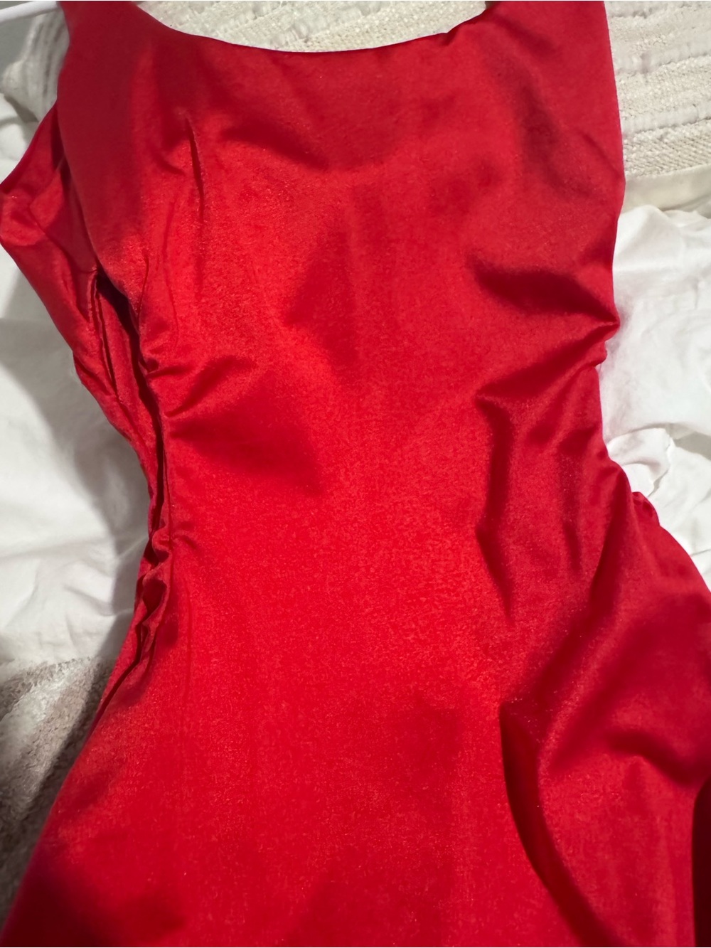 FARM Rio Vibrant Red Satin Midi Dress